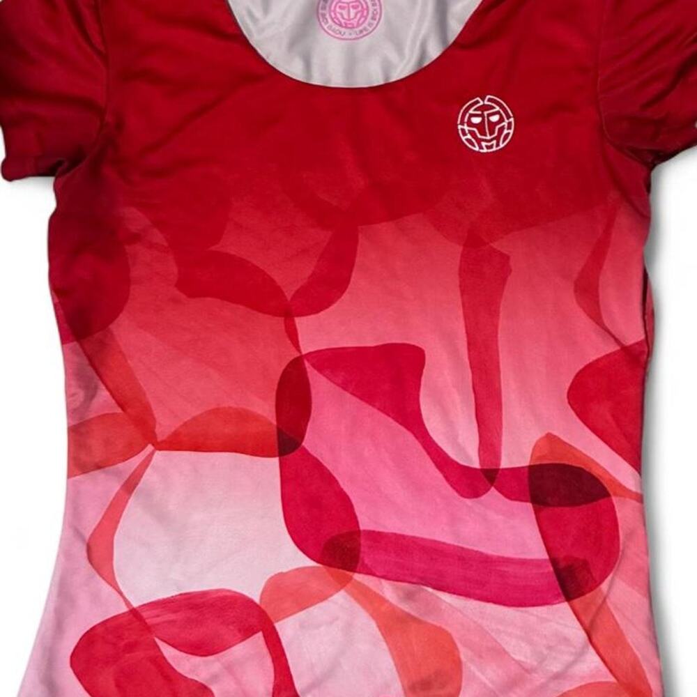 Bidi Badu Pink and red abstract swirls workout top Women Sz Small S